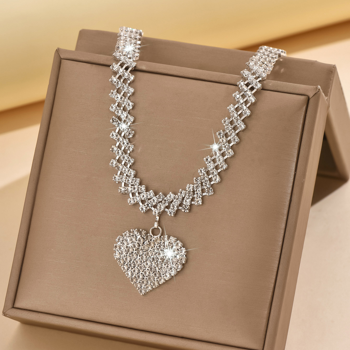 Crystal Heart Anklet Bracelet With Rhinestone Tennis Chain Design